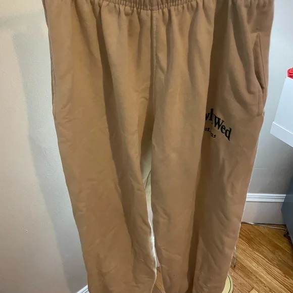 Cream 'Newly Wed' Embroidered Sweatpants - Picture 3 of 3